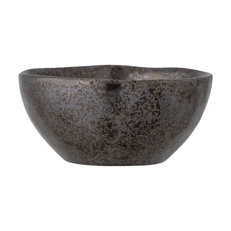 Linne Stoneware Bowl 15cm in Bronze, a round ceramic bowl with speckled metallic finish and gently uneven rim, shown on a plain white background.