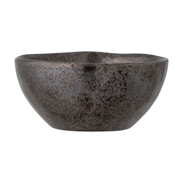 Linne Stoneware Bowl 15cm in Bronze, a round ceramic bowl with speckled metallic finish and gently uneven rim, shown on a plain white background.