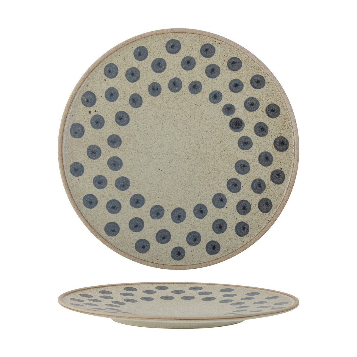 Tinni Dotted Stoneware Dinner Plate - Beige