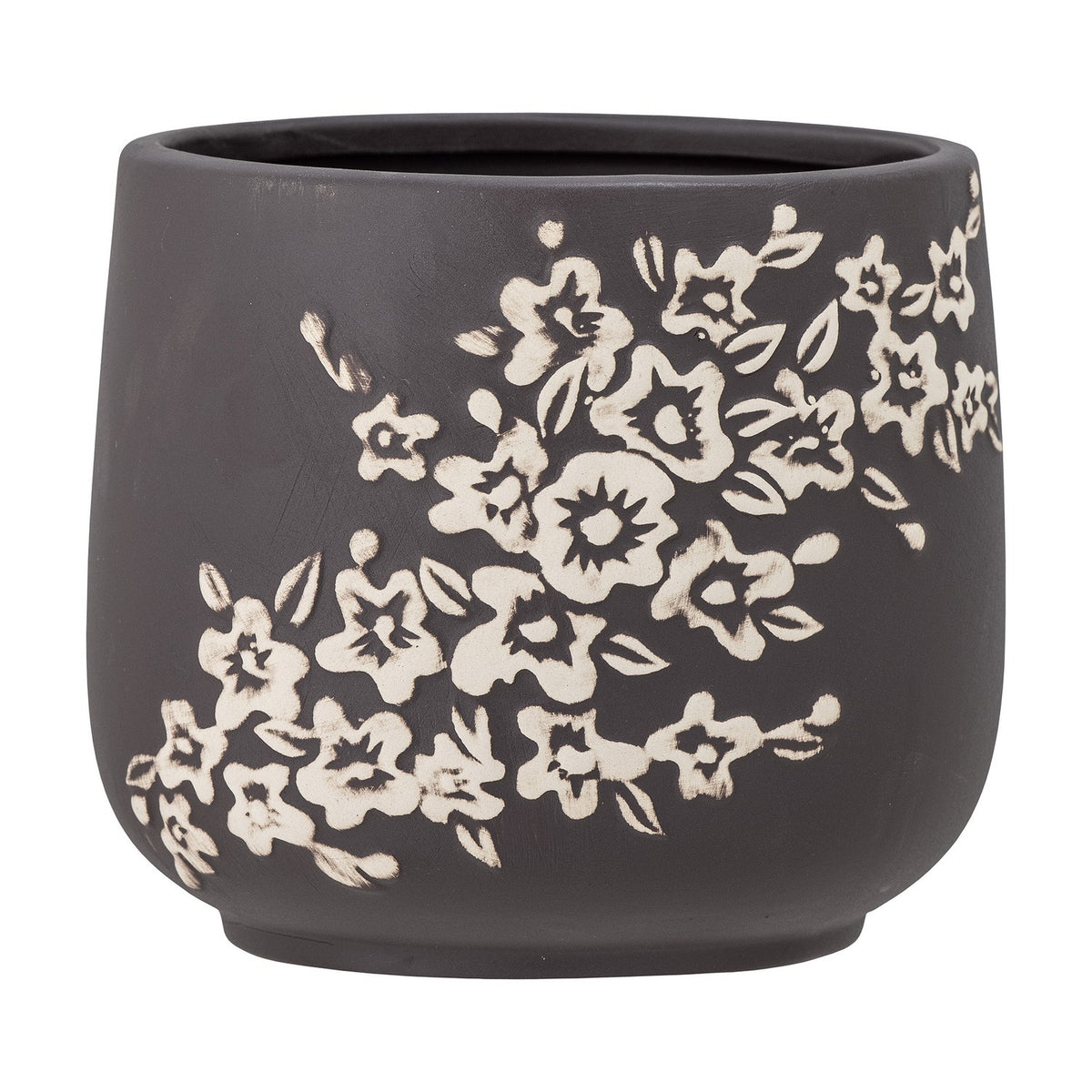 Betino Floral Stoneware Plant Pot - Brown