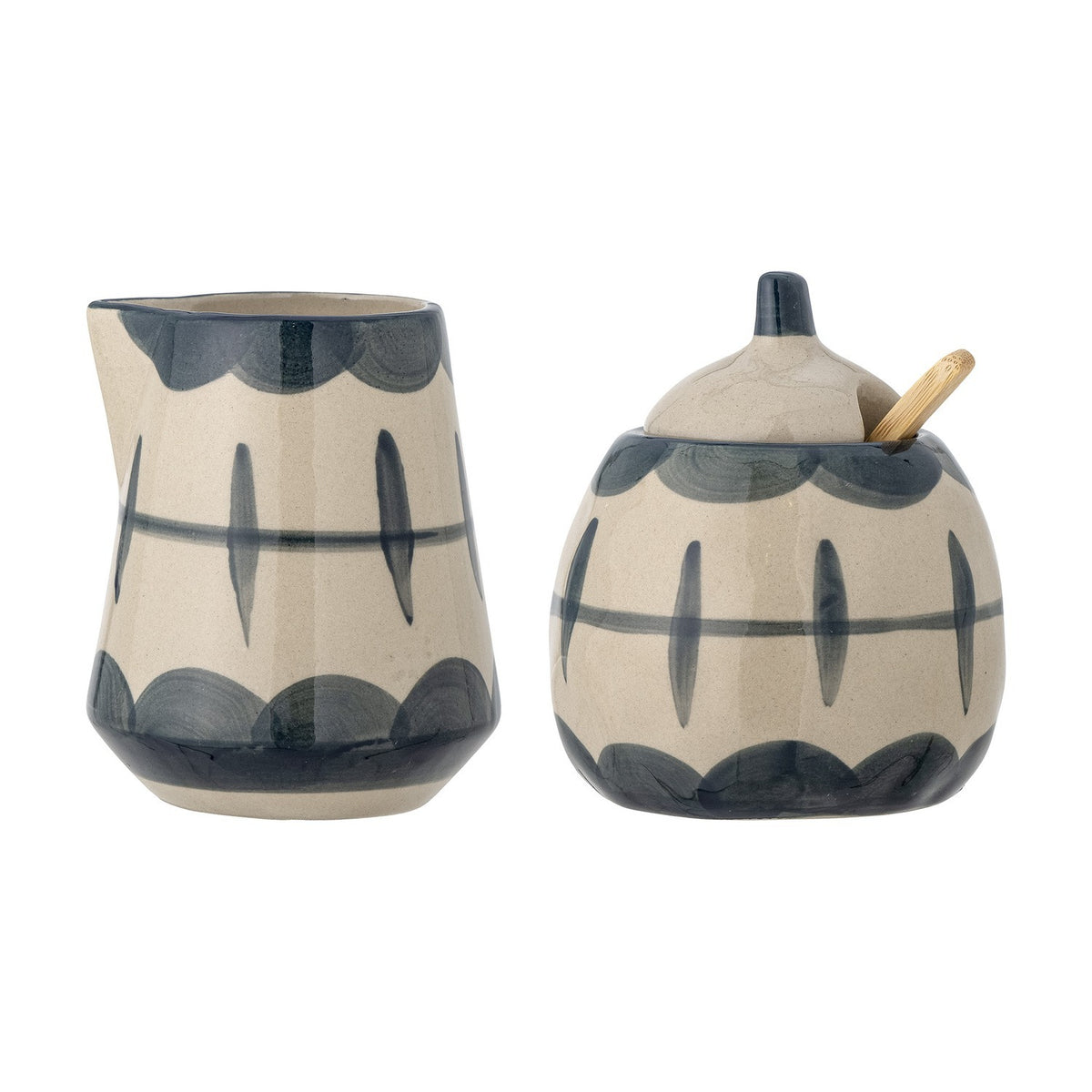 Allium Stoneware Milk Jug & Sugar Bowl 300ml Set of 3 - Beige