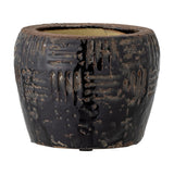 Muan Embossed Terracotta Plant Pot - Black