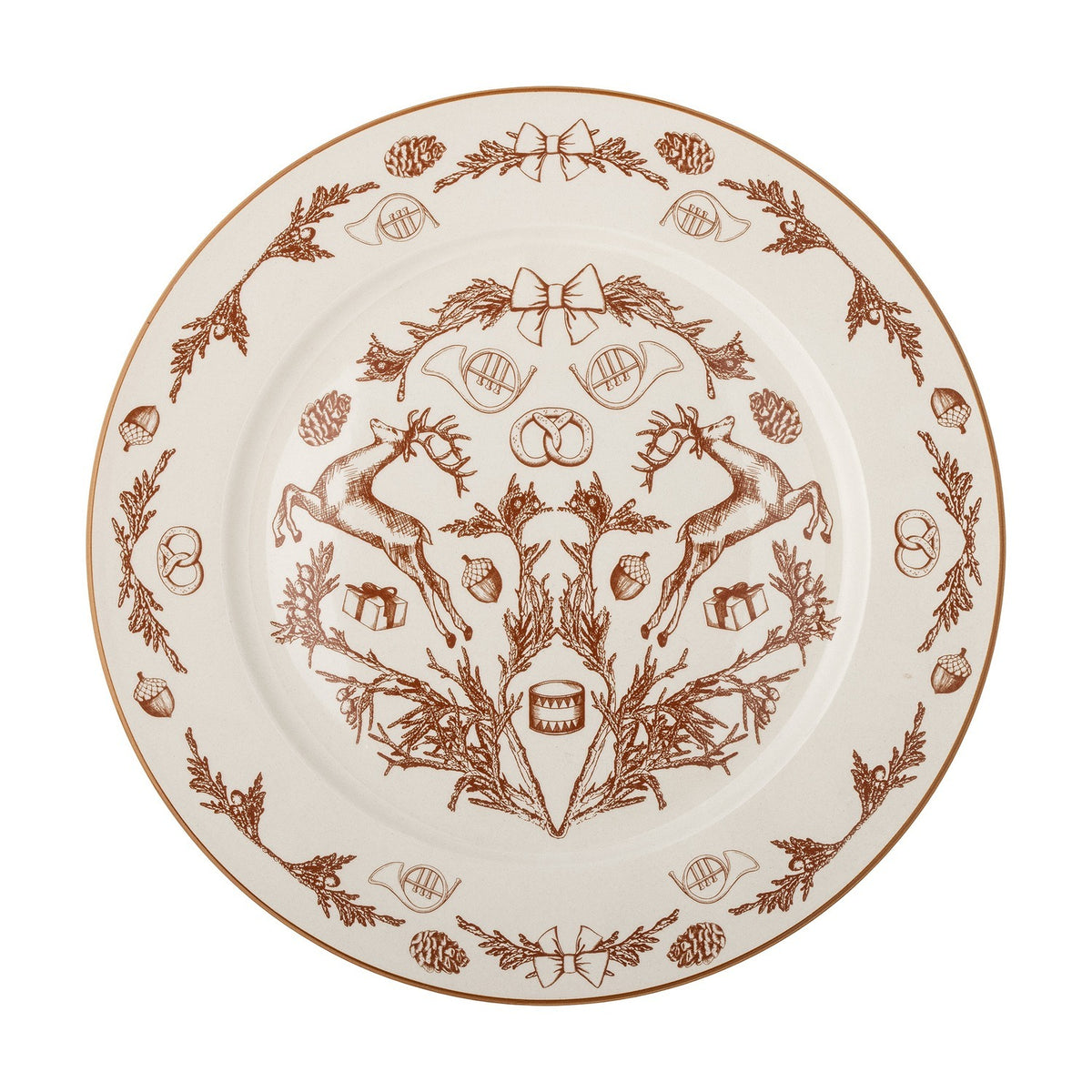Beth Stoneware Christmas Dinner Plate - Cream