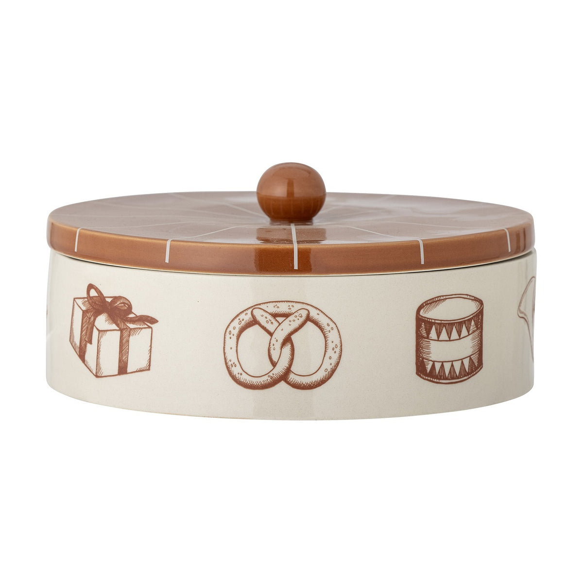 Beth Stoneware Christmas Storage Jar with Lid 2400ml - Cream
