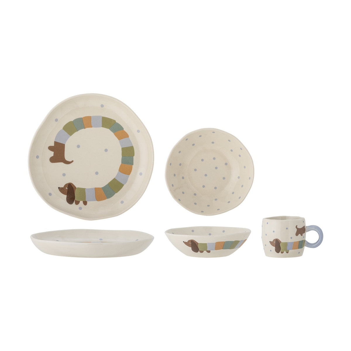 Charlie Dotted Stoneware Kids Dinner Set of 3 - Cream