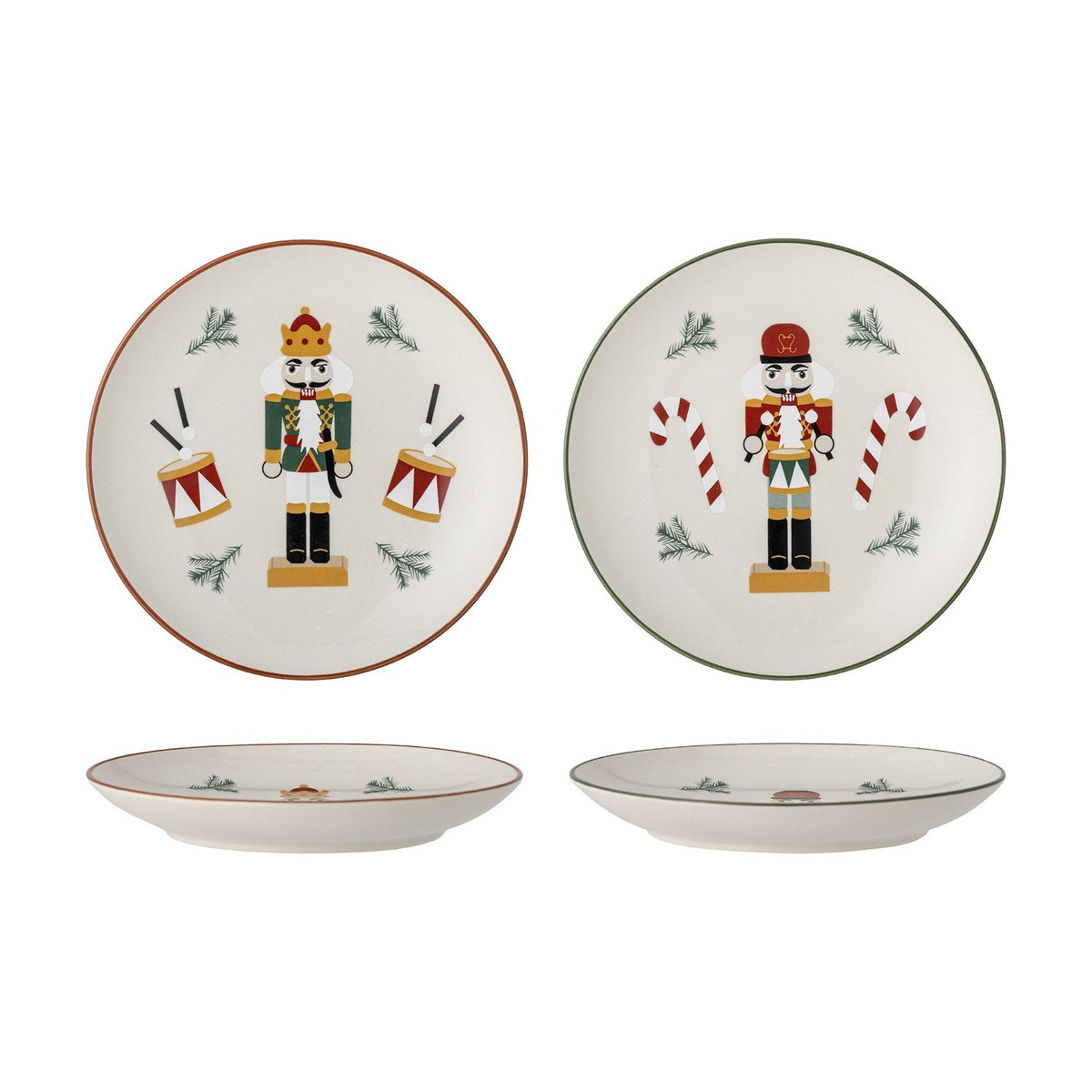 Jolly Stoneware Christmas Plates Set of 2 - Multi