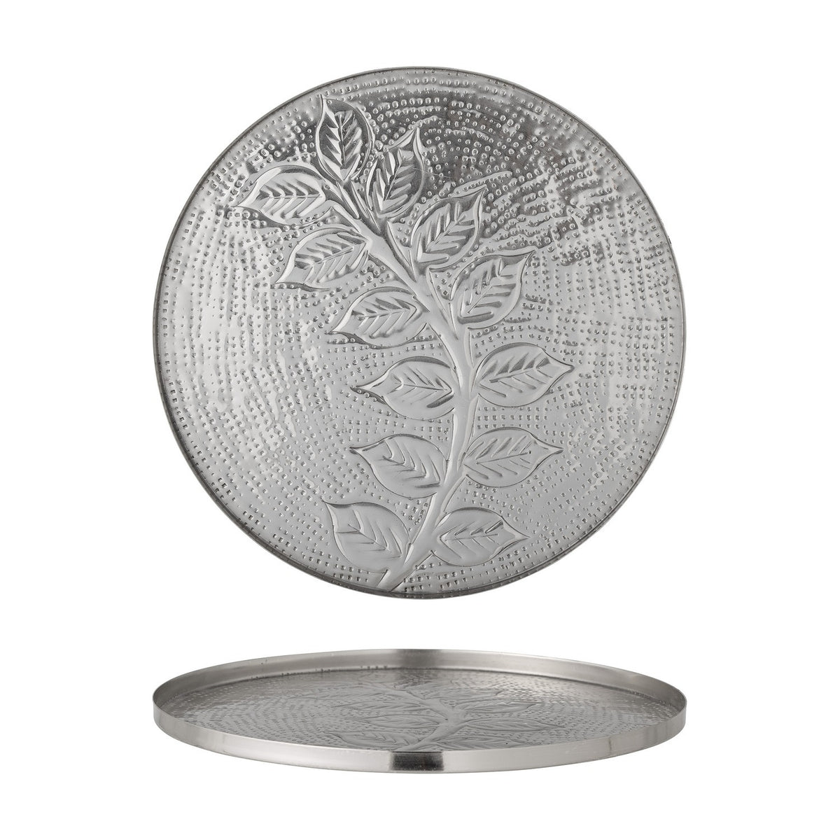 Leila Floral Iron Tray - Silver
