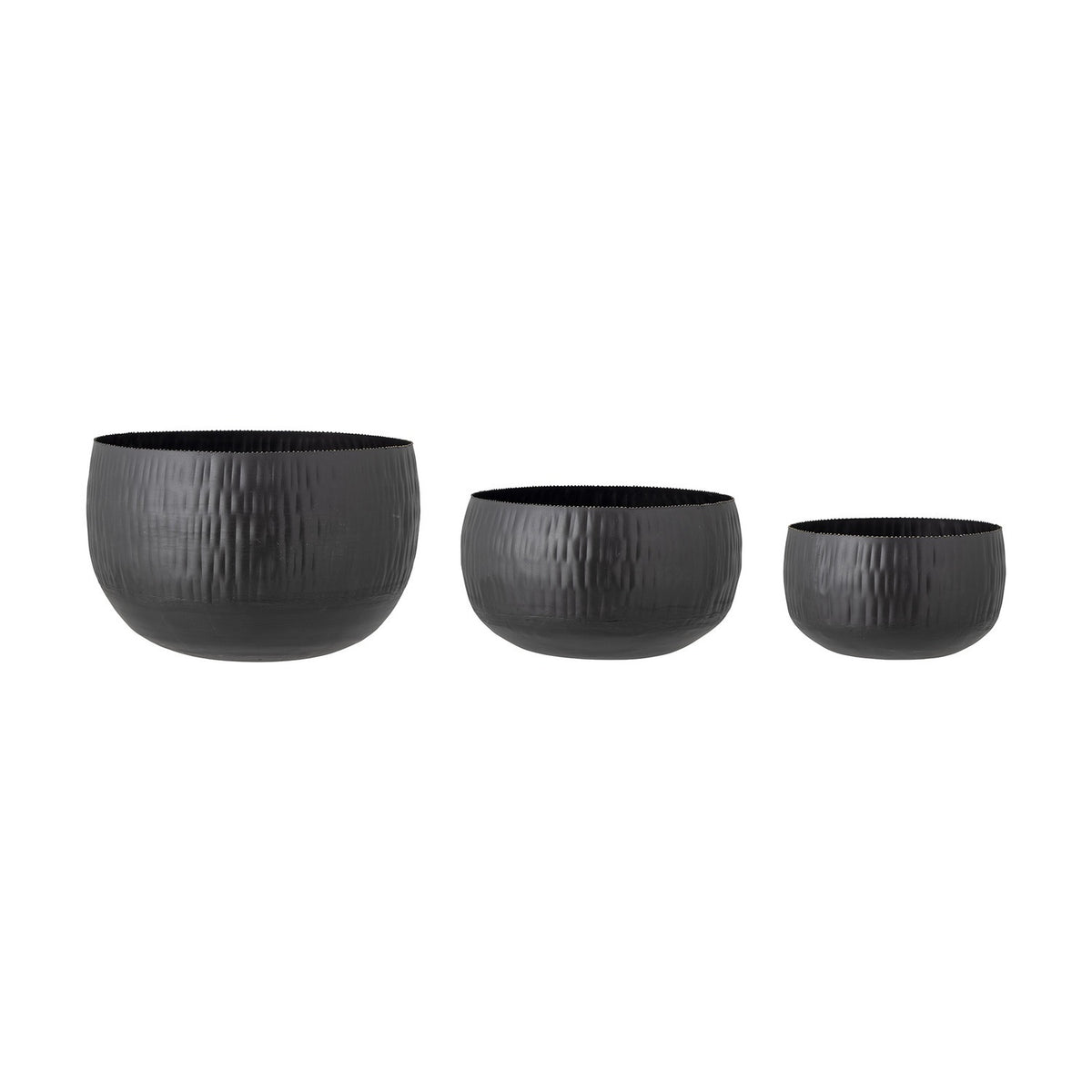 Abisha Iron Outdoor Plant Pots Set of 3 - Black