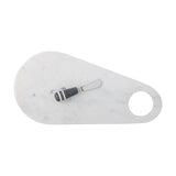 Abrielle Marble Serving Boards with Knives Set of 2 - White