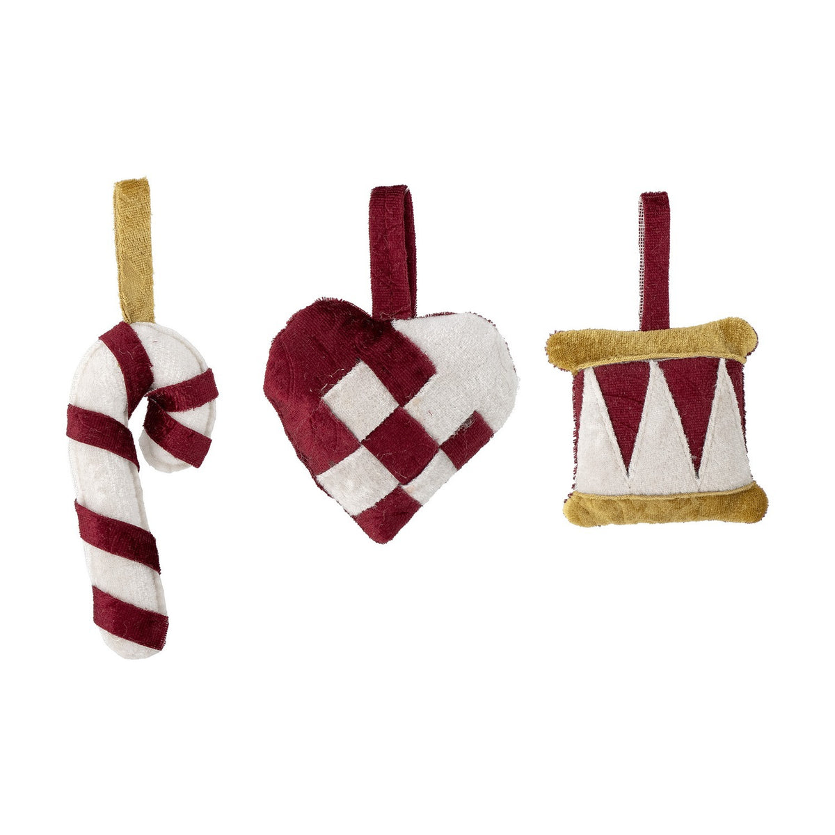 Velua Heart Christmas Tree Decorations Set of 3 - Red