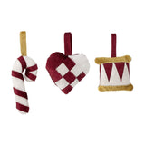 Velua Heart Christmas Tree Decorations Set of 3 - Red