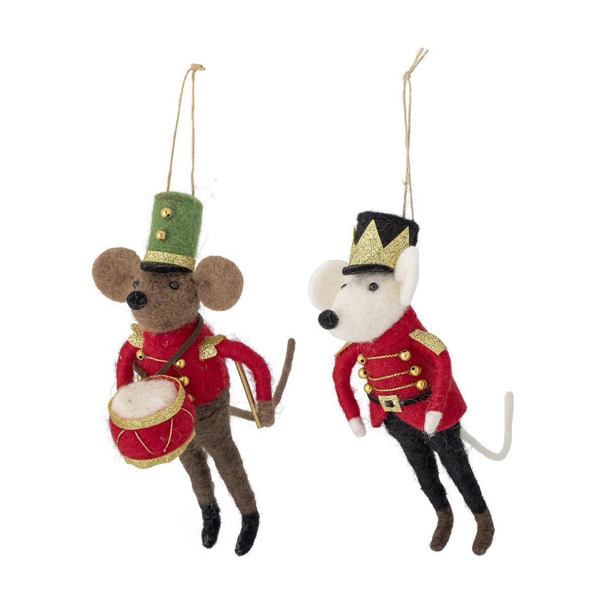 Peo Wool Christmas Tree Decorations 17cm Set of 2 - Red