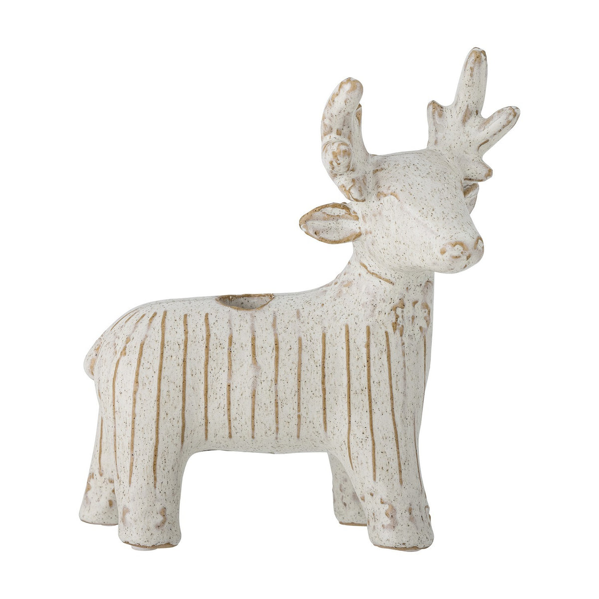 Elef Stoneware Christmas Candle Holder - White
