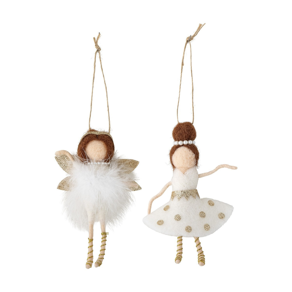 Liuka Wool Christmas Tree Decorations Set of 2 - White