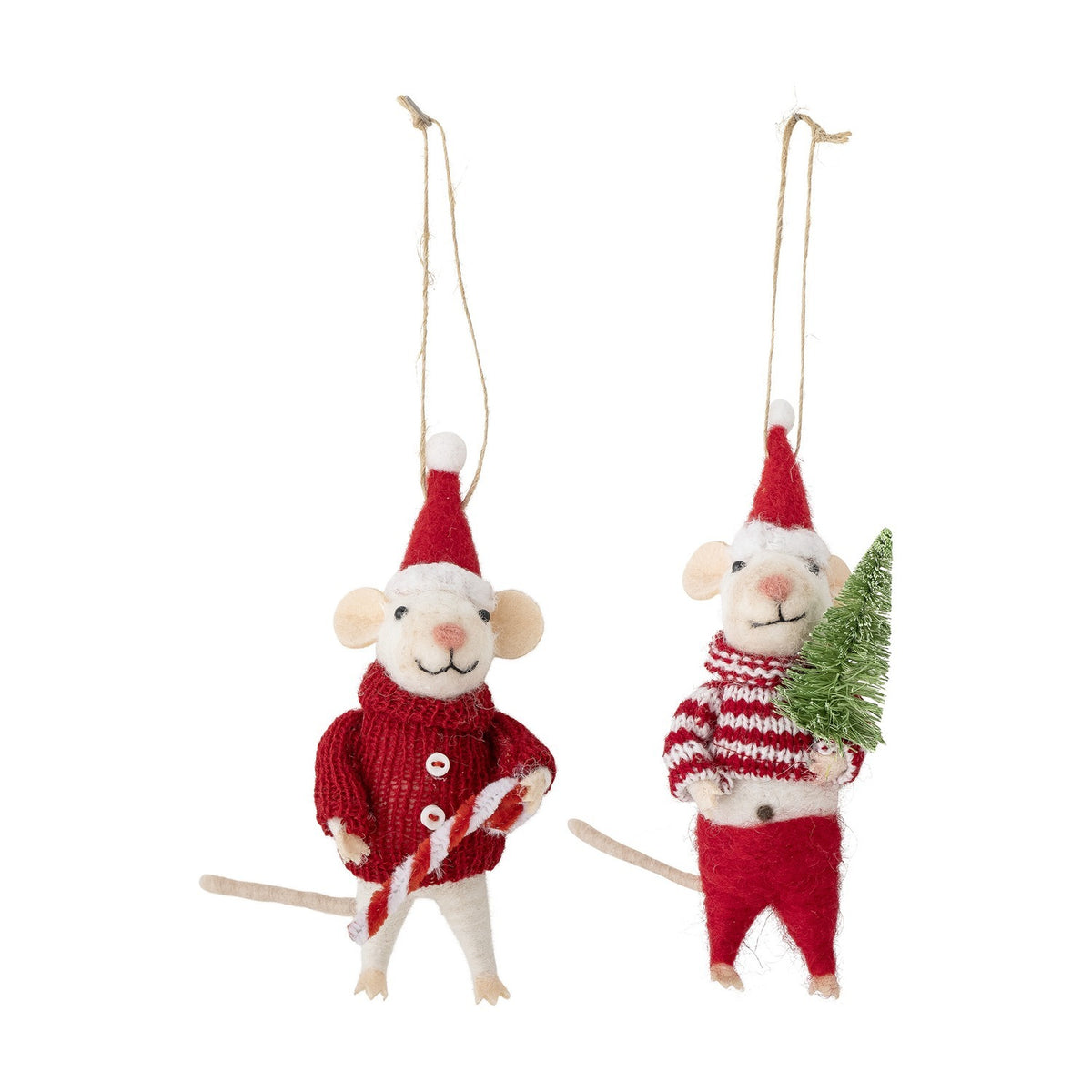 Peo Wool Christmas Tree Decorations 13cm Set of 2 - Red