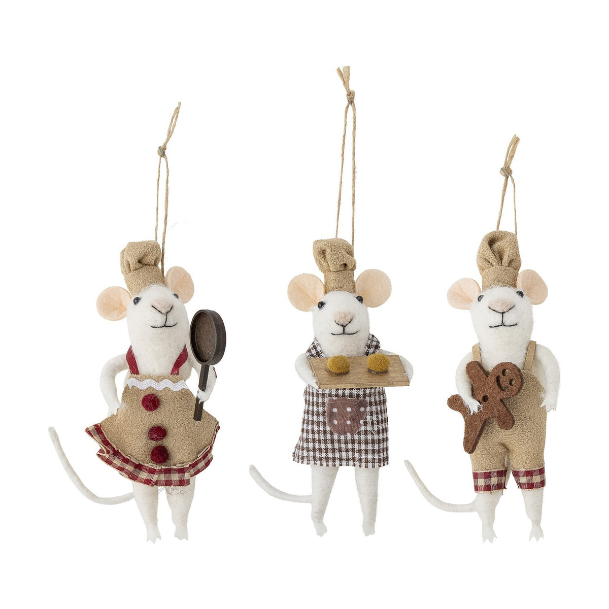 Peo Wool Christmas Tree Decorations Set of 3 - Beige