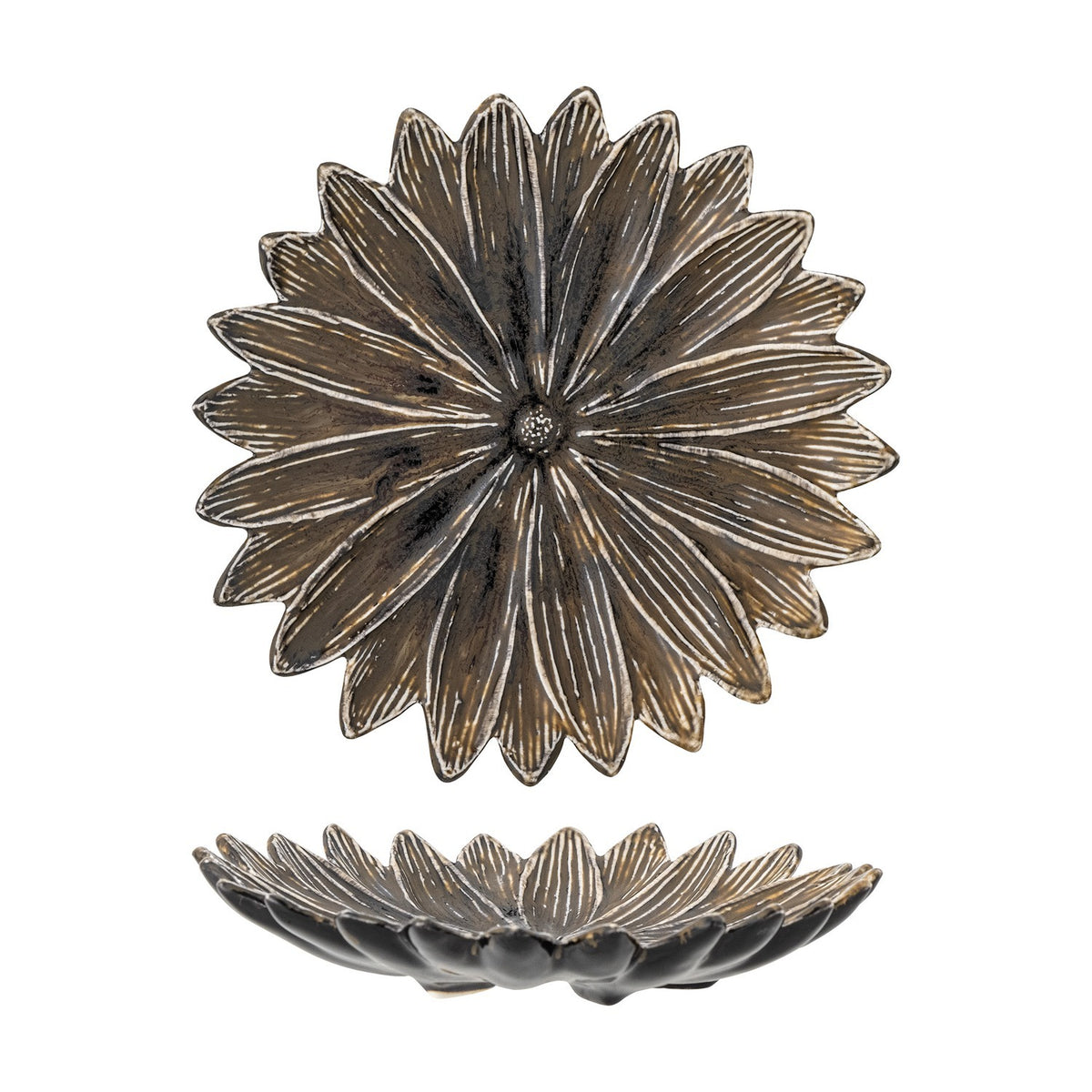 Manje Flower Stoneware Bowl 17.5cm - Brown
