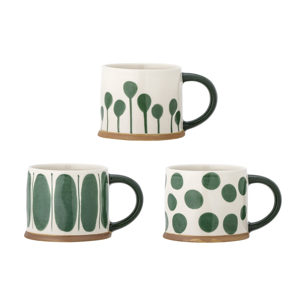 Linora Stoneware Mugs 450ml Set of 3 - Green