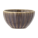 Latina Stoneware Bowl 9cm in Grey, a small round dip bowl with ribbed, fluted sides and a thin grey glaze, shown on a plain white background.
