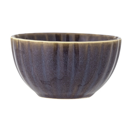 Latina Stoneware Bowl 12cm in purple, a fluted ceramic breakfast bowl with glossy glaze and tonal shading, shown on a plain white background.