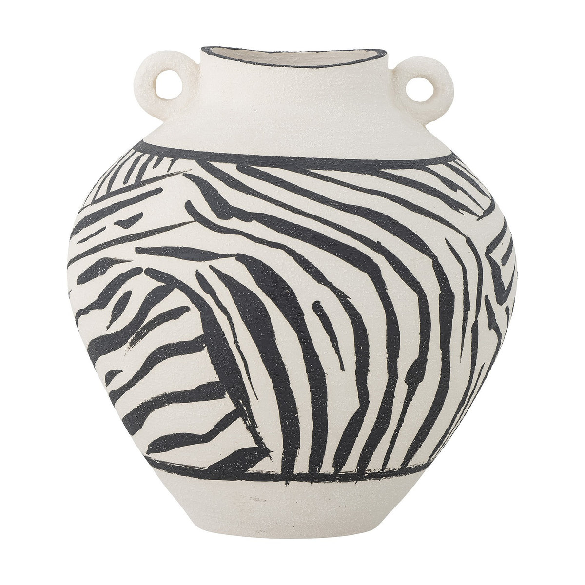 Togo Striped Stoneware Vase 26cm - White