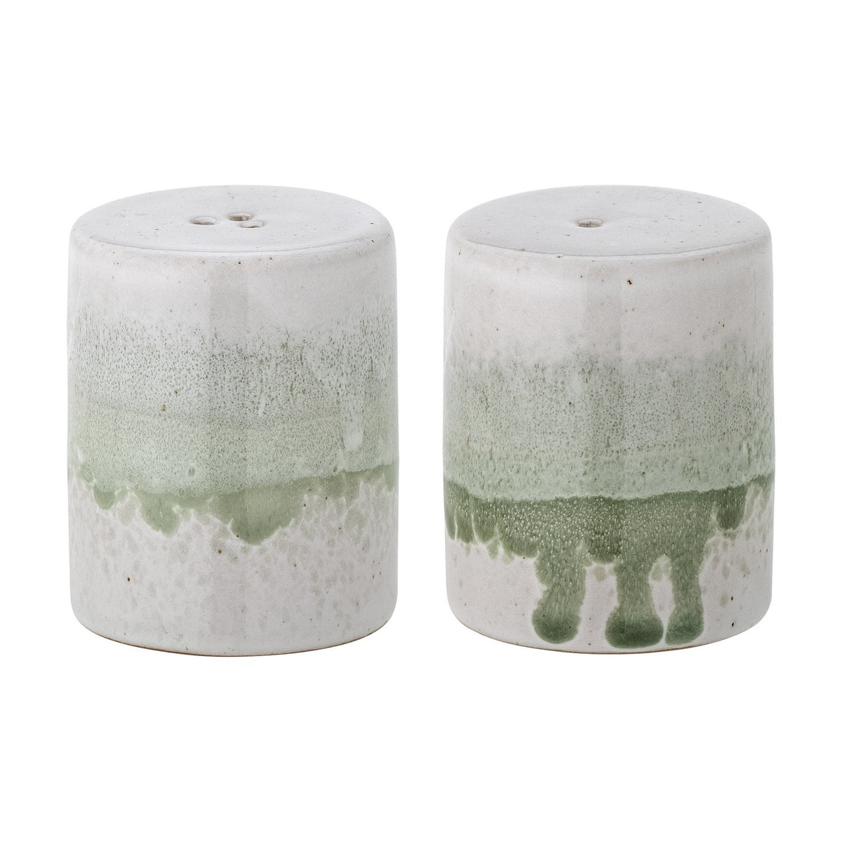 Paula Stoneware Salt & Pepper Shakers Set of 2 - Green