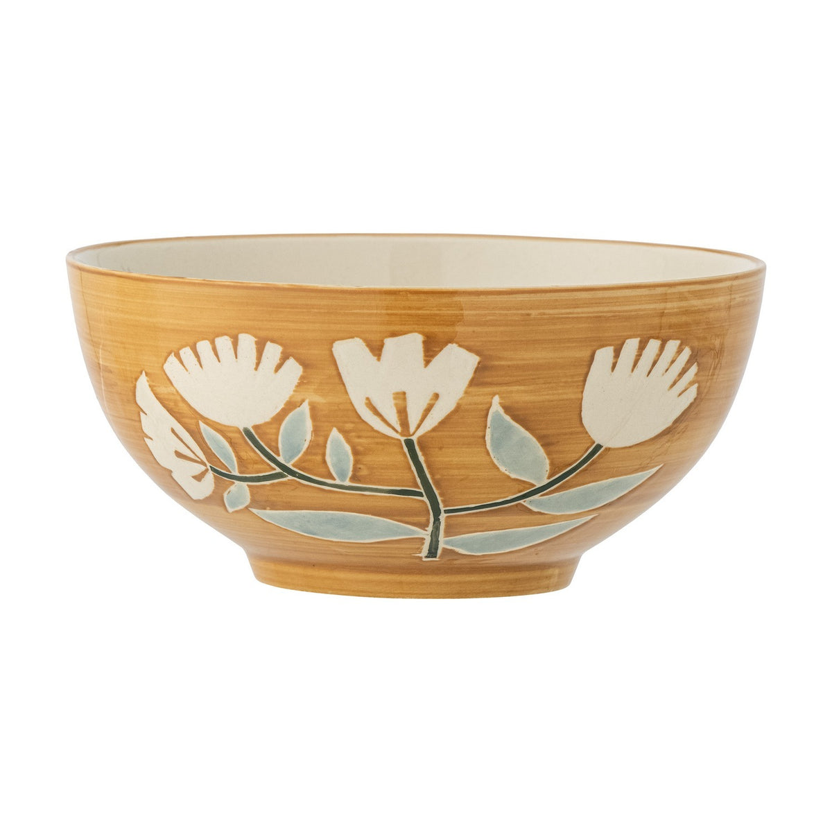 Tangier Floral Stoneware Bowl 19.5cm - Orange