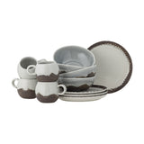 Paula Crackle Stoneware Breakfast Set of 12 - Grey