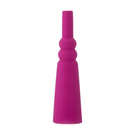 Isolde Stoneware Vase 28.5cm in pink, a slim stoneware piece with a narrow neck, two rounded bulges and a tapering conical body in a matt glaze, shown against a plain white background.