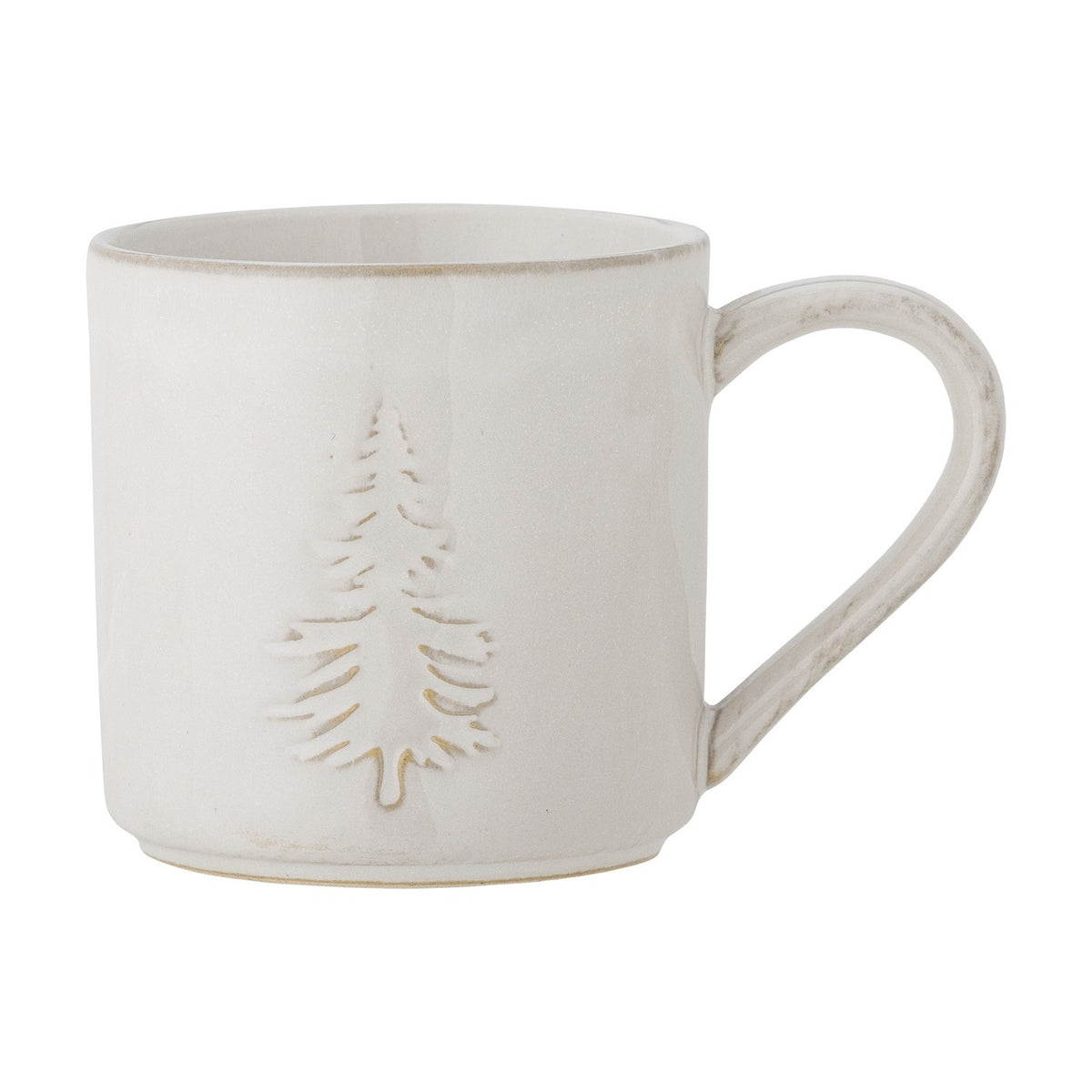 Winter Embossed Stoneware Christmas Cup 300ml - White