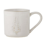 Winter Embossed Stoneware Christmas Cup 300ml - White
