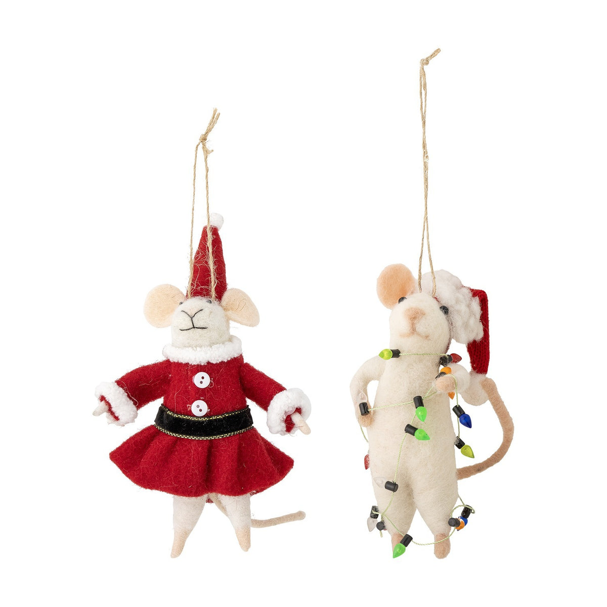 Peo Wool Christmas Tree Decorations Set of 2 - Red