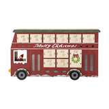 Edward Double-Decker Bus Wooden Advent Calendar with Light - Red