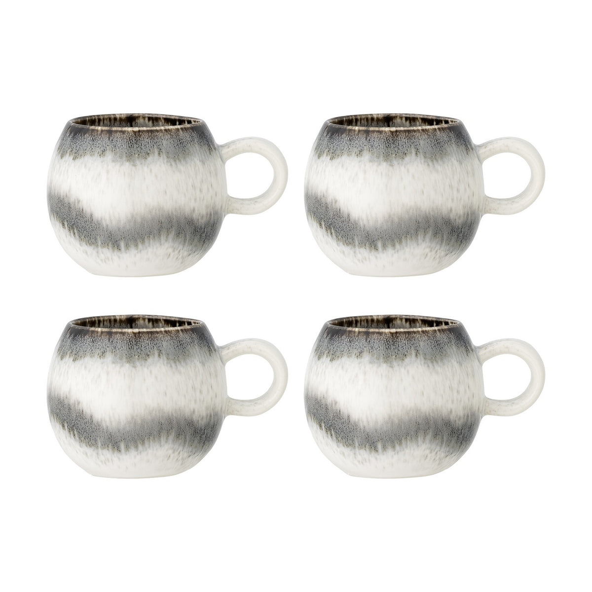Paula Striped Stoneware Cups 275ml Set of 4 - Grey