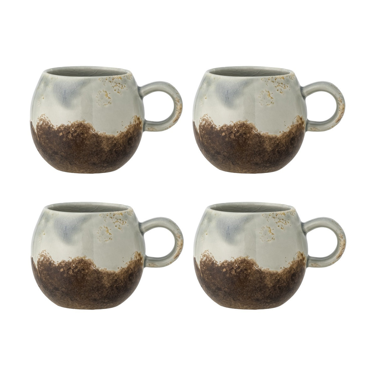 Paula Crackle Stoneware Cups 275ml Set of 4 - Grey