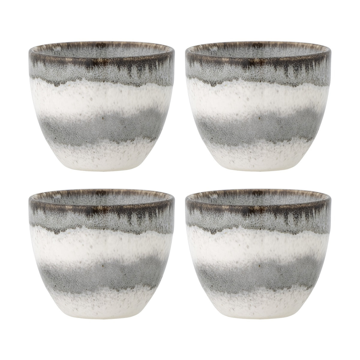 Paula Striped Stoneware Cups 195ml Set of 4 - Grey