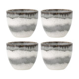 Paula Striped Stoneware Cups 195ml Set of 4 - Grey