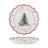 Naive Star Ceramic Christmas Plate - White