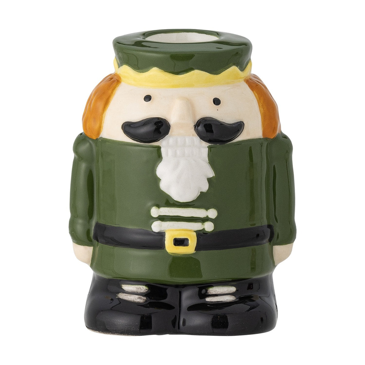 Feast Nutcracker Stoneware Christmas Candle Holder - Green