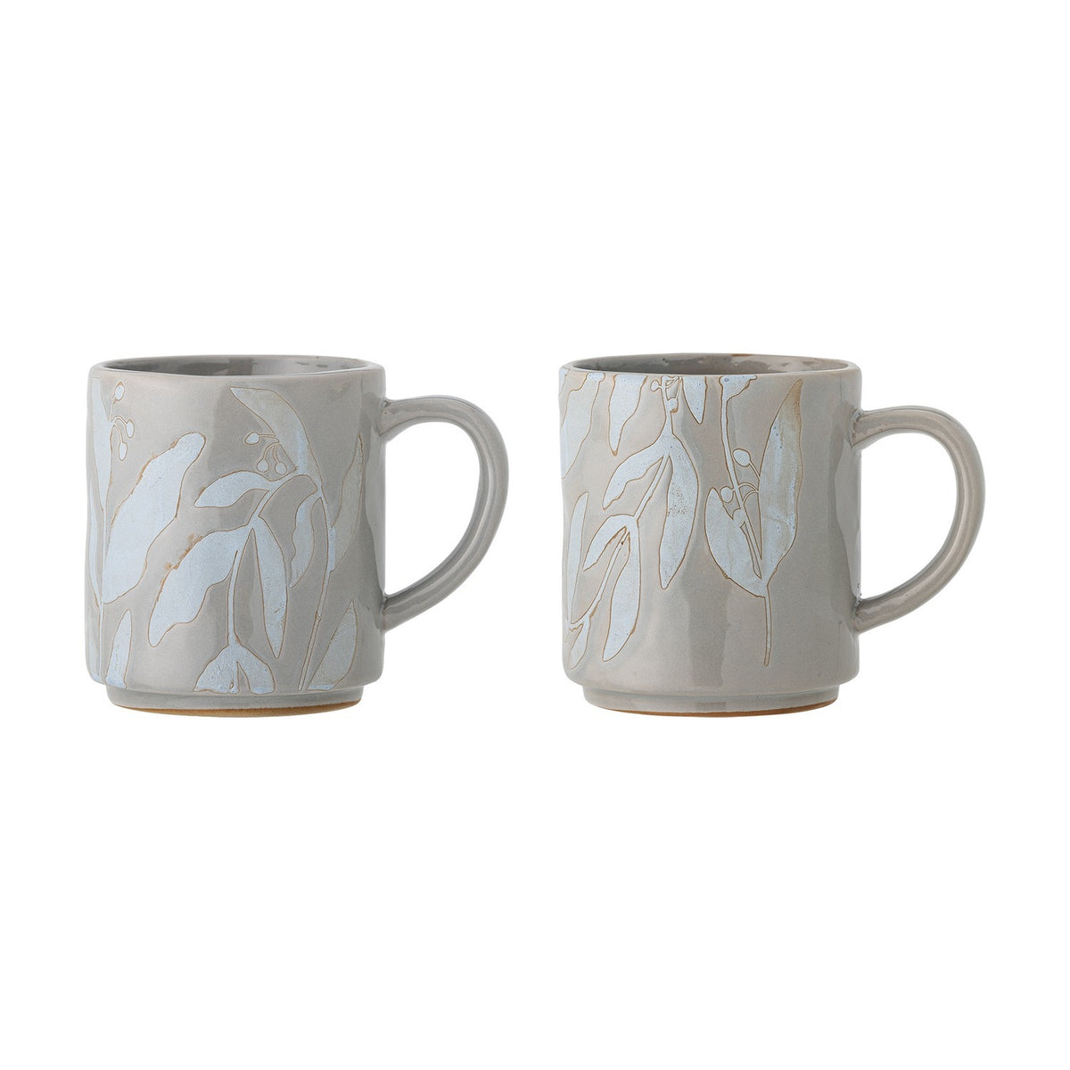Aurora Leaf Stoneware Mugs 350ml Set of 2 - Grey