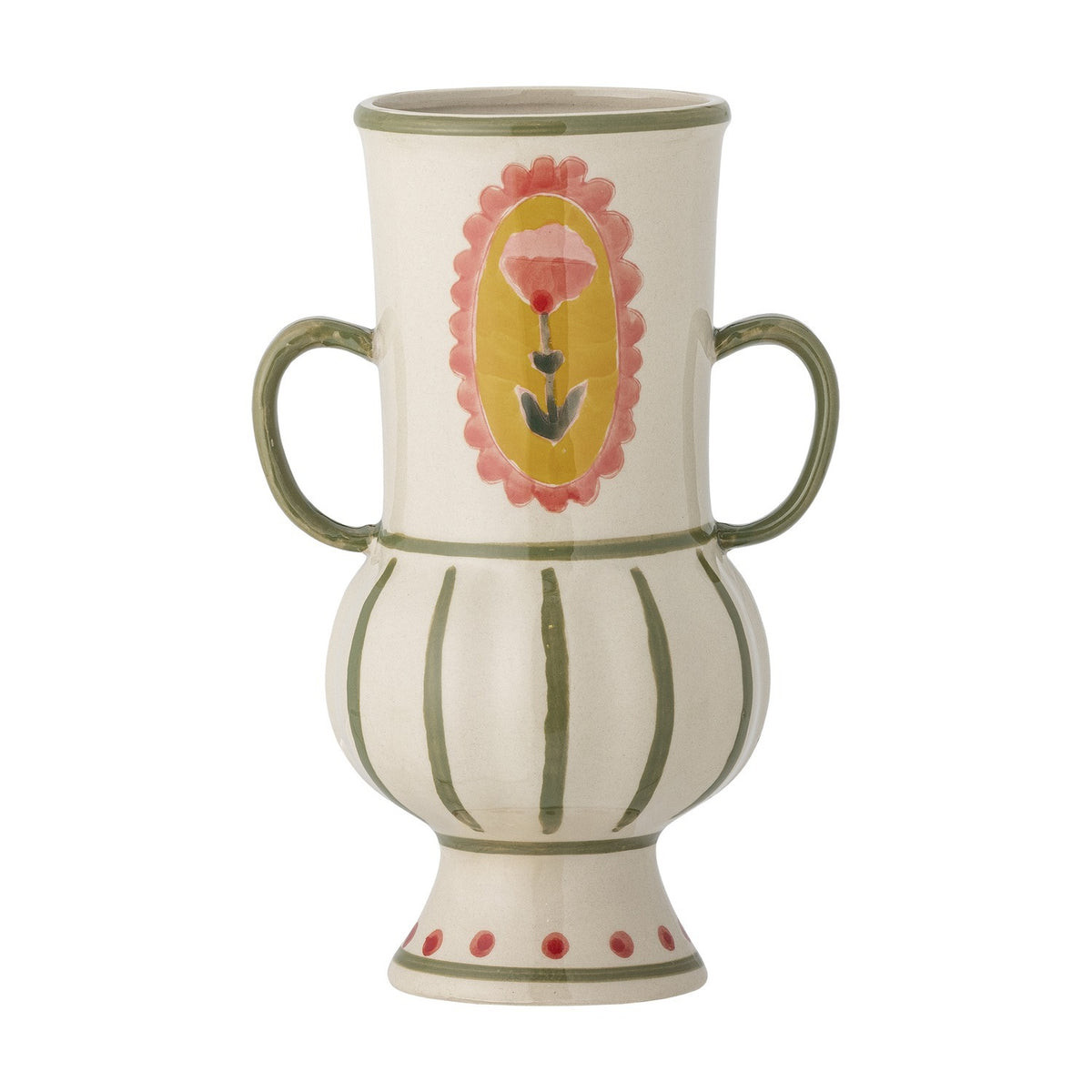 Odina Floral Stoneware Vase 21cm - Cream
