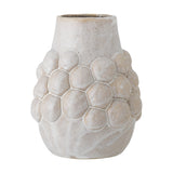 Poldor Stoneware Vase 19cm in cream, featuring a raised bobble cluster around the middle, a narrow plain neck, and a rounded tapered base on a plain white background.