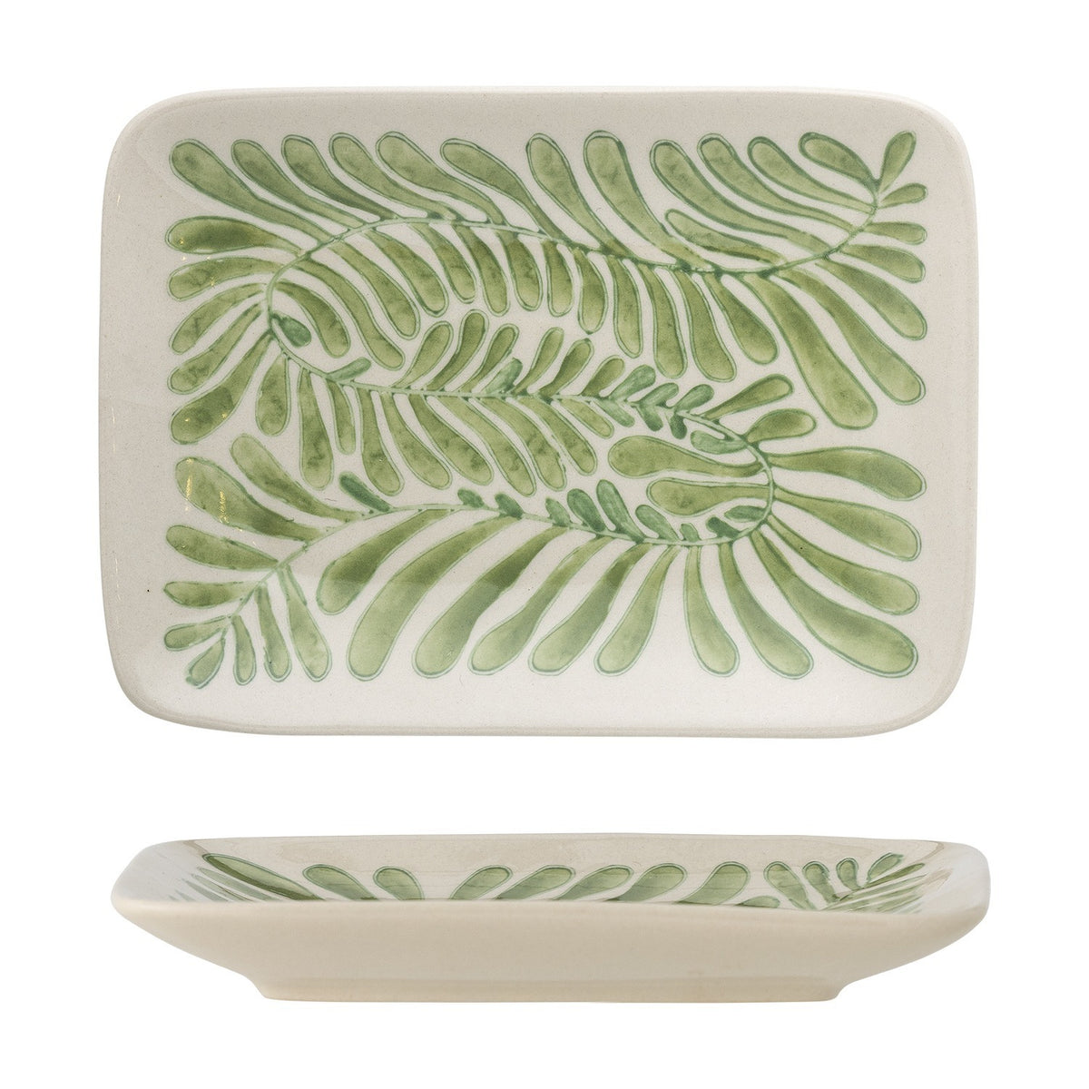 Fauni Leaf Stoneware Plate - Green