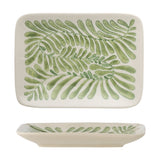 Fauni Leaf Stoneware Plate - Green