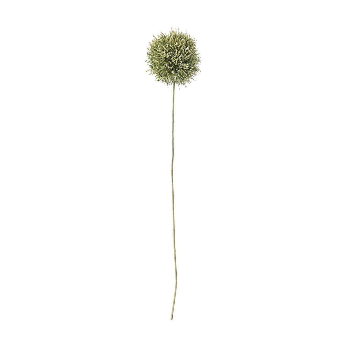 Allium artificial stem in green with a round, spiky flower head atop a slender bent stem, shown against a plain white background.