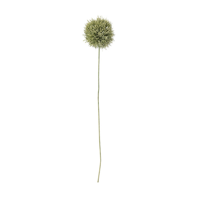 Allium artificial stem in green with a round, spiky flower head atop a slender bent stem, shown against a plain white background.
