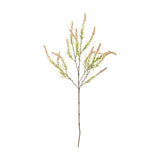 Artificial Foxtail Stem, 76cm, with a slender branching stalk, fine needle-like green leaves and soft pink bristled flower spikes, shown against a plain white background.