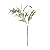 Artificial eucalyptus stem, 85cm tall, with a bare lower stalk branching into two leafy sprays of long, narrow green leaves, shown on a plain white background.