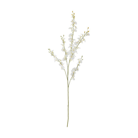 Artificial orchid stem, 92cm tall, with small white blooms along slender branched stems and unopened buds, set against a plain white background.