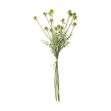 Artificial wildflower stem bunch with slender green stems, round spiky thistle-like flowerheads, and small leaf sprays tied at the base, shown against a plain white background.